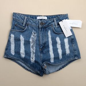 “NEW” Re-Ripped Sandro‎ Super Distressed Denim Shorts